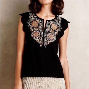Akemi + kin red binah scalloped shell blouse